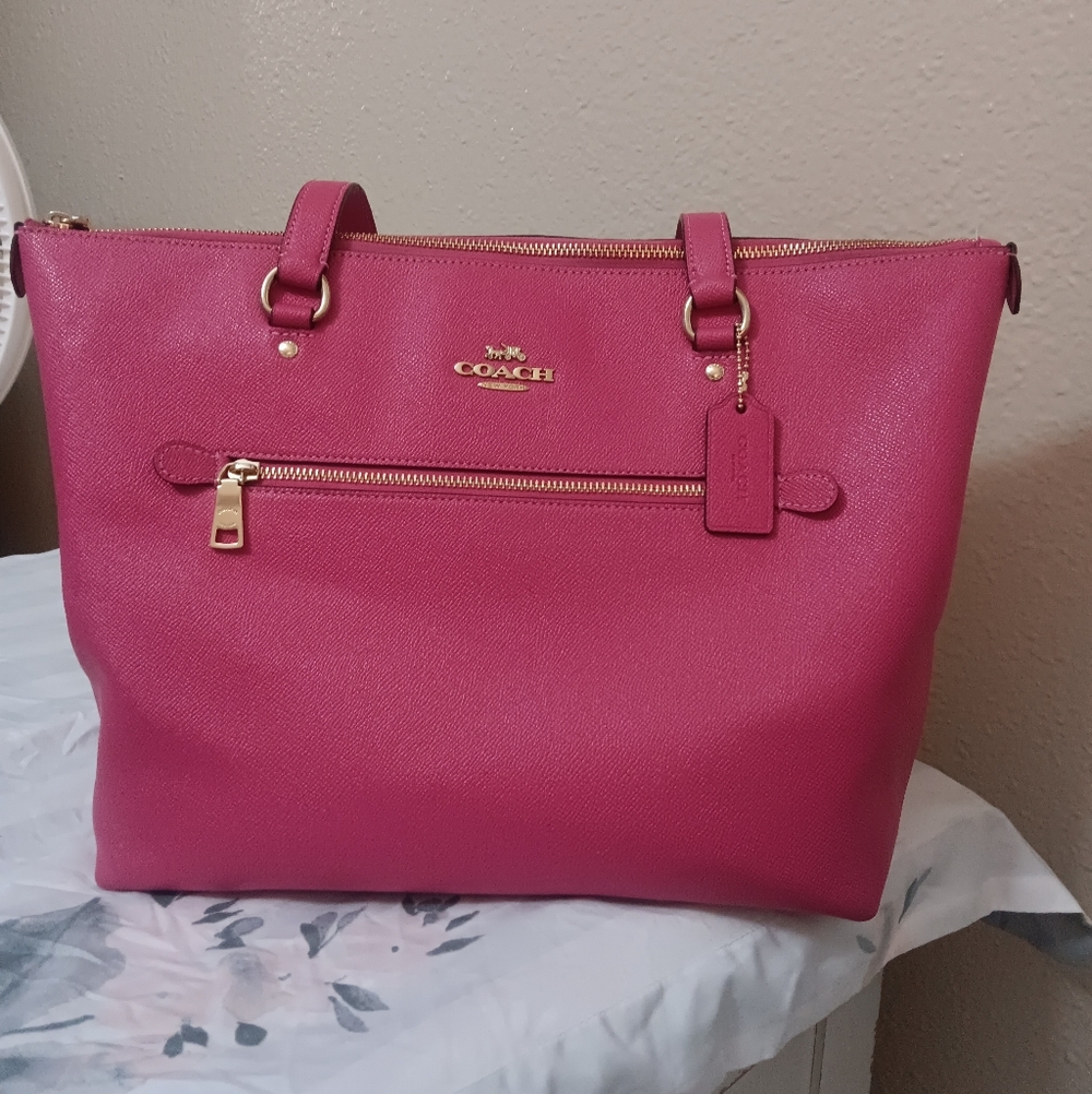 Coach Fuchsia Leather Tote Gallery Tote